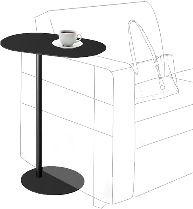 C-Shaped Side Table, Iron End Table by Unknown