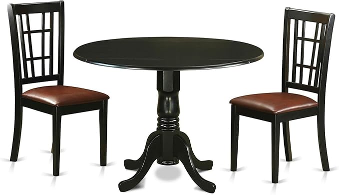 East West Furniture DLNI3-BLK-LC 3 Piece Dining Table Set by EastWestFurniture