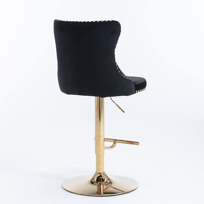 PacknWood Acosure Golden Swivel Velvet Barstools Adjusatble Seat Height from - Image 4