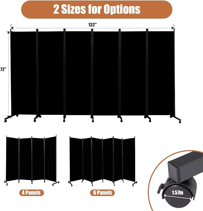 Room Divider Portable 132'' Partition Room Dividers and Folding Privacy Screens - Image 5