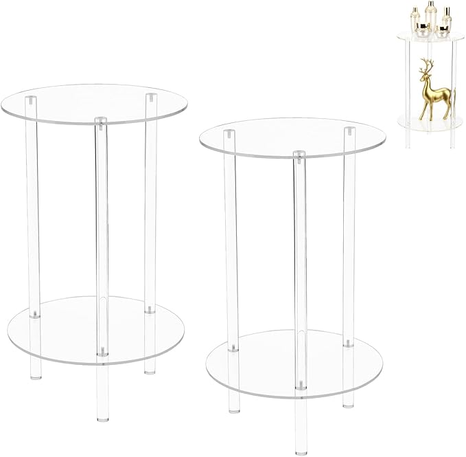 Acrylic Detachable End Table, Round Acrylic Coffee Table, 2 Tier Multifuntional by Unknown