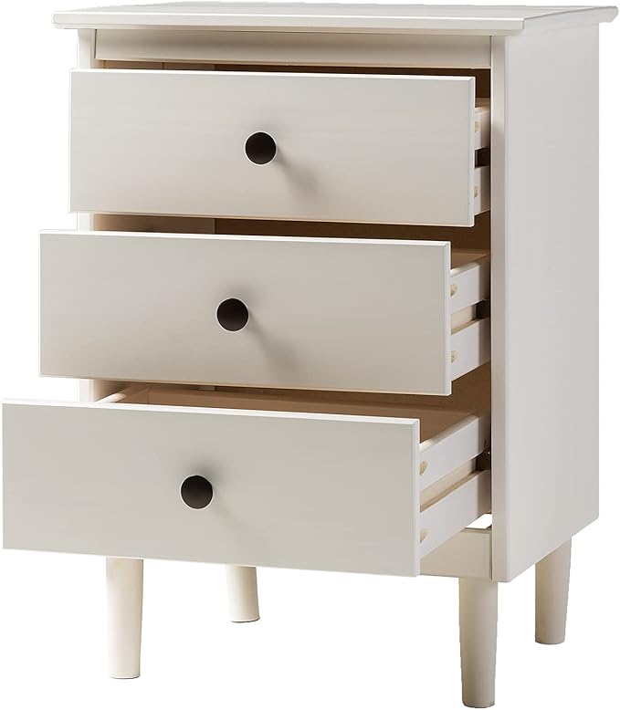 Walker Edison Traditional Wood 3 Drawer Nightstand Side Table Bedroom Storage - Image 8