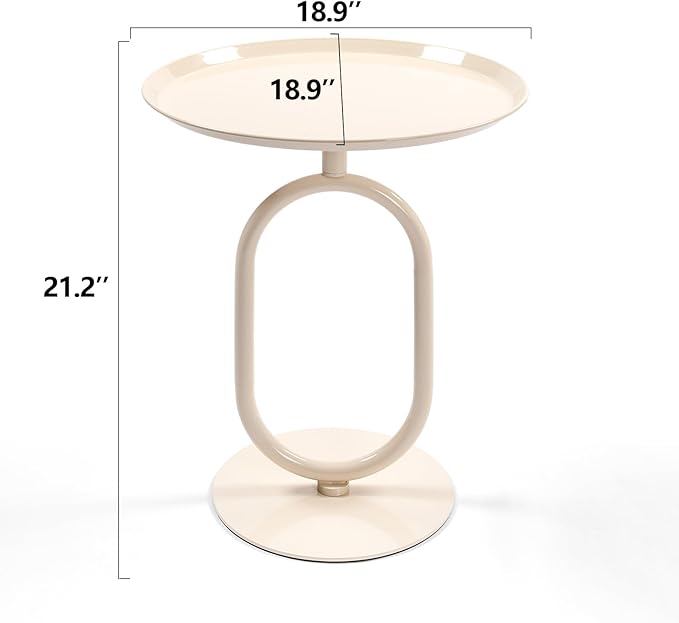 Lantern-Shaped Metal End Table, Small Round Side Accent Pedestal Modern Coffee - Image 2