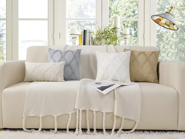 decorUhome Throw Pillow Covers 20x20 Inch Set of 2, Soft Plush Faux Fur Wool - Image 8