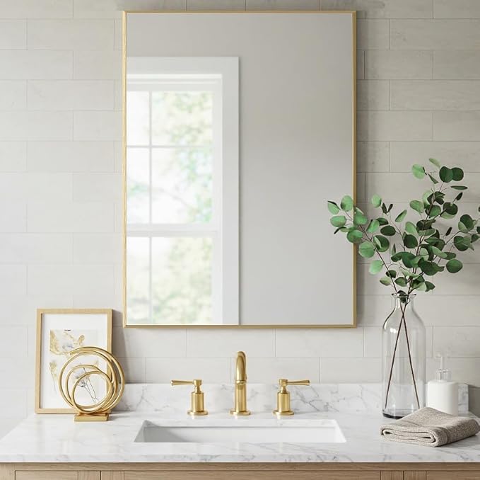 24x30 Inch Gold Bathroom Mirror by LEDLUX