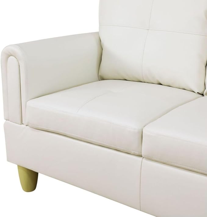 White L-Shaped 3-Piece Faux Leather Sofa - Image 5