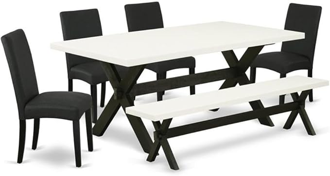 East West Furniture X627DR124-6 6 Piece Dining Table Set Contains a Rectangle by EastWestFurniture