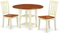 East West Furniture SUAN3-BMK-W 3 Piece Dining Room Table Set Contains a Round by EastWestFurniture
