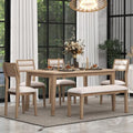 SogesHome Classic 6-Piece Dining Table Set, Rectangular Wooden Kitchen Table by SogesHome
