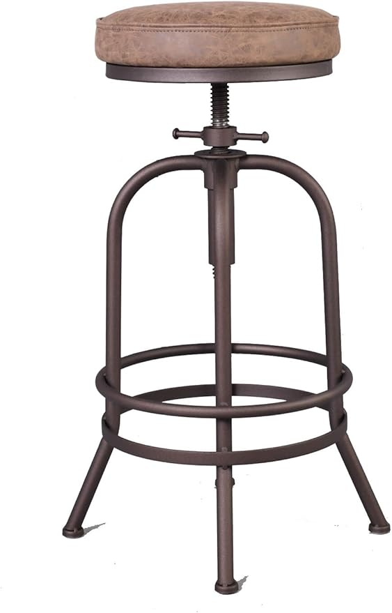 Diwhy Industrial Bar Stool-26-32 Inch Adjustable Swivel Metal PU Leather Seat - Image 4