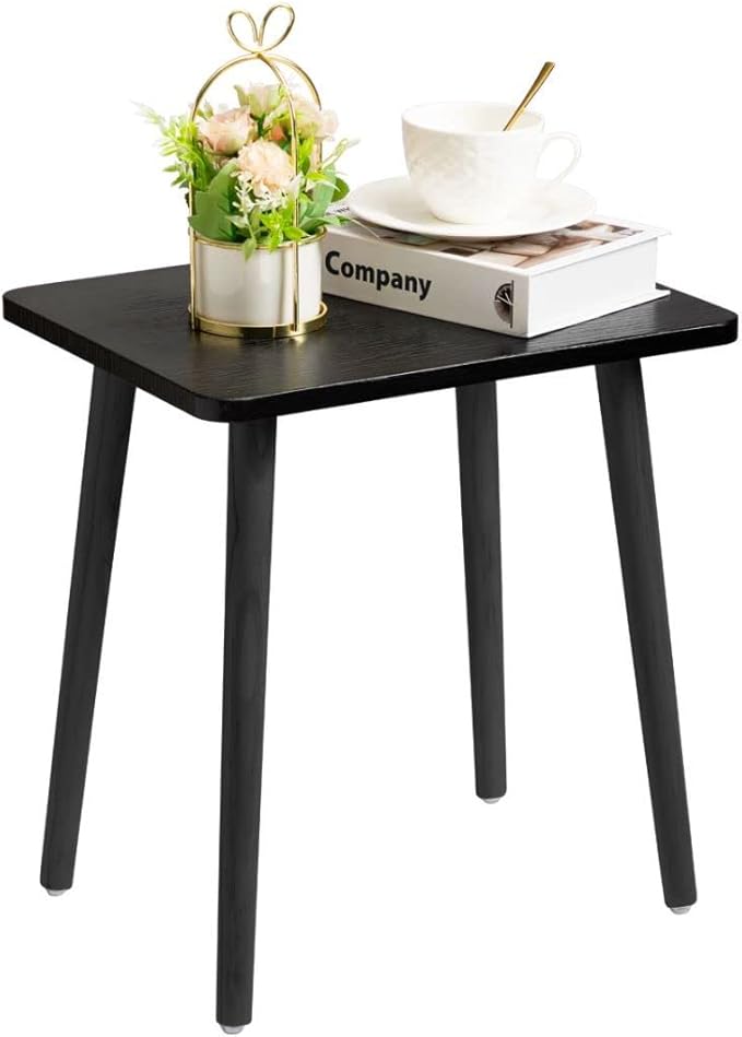 FORAOFUR Black Side/End Table, Minimalist Wooden Small Accent Table by FORAOFUR
