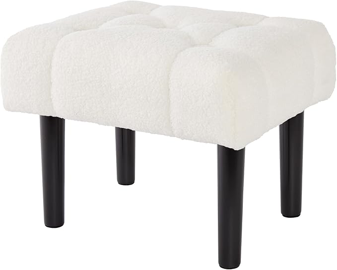 HOUCHICS Fur Padded Foot Stool, Small Ottoman - Image 8