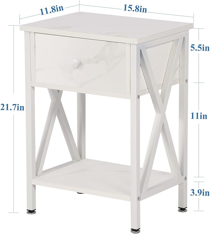 VECELO Nightstands Set of 2, Modern Bedside End Tables, Night Stands - Image 3