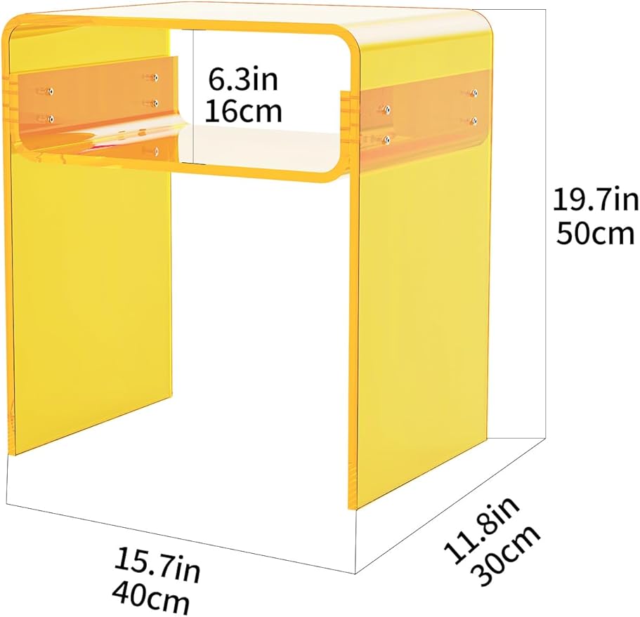 Clear Acrylic End Table 2-Tier Bedside nightstand - Image 3