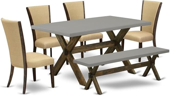 East West Furniture X797VE703-6 6 Piece Dining Set Contains a Rectangle Dining by EastWestFurniture