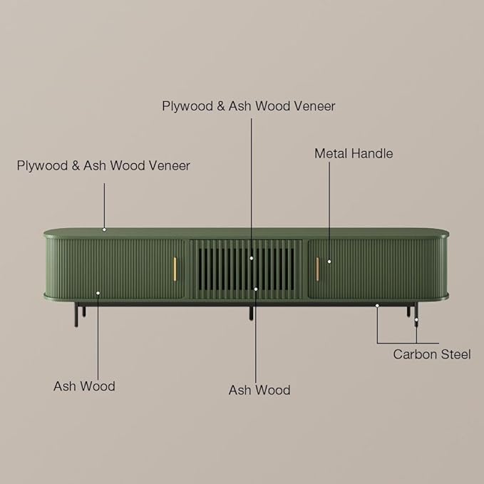 POVISON Fully-Assembled Modern Green TV Stand - Image 6