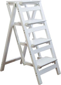 Step Stool for Adults/Step Ladder/Counter Chair, 4-Step Folding Portable Wooden by KINGBO