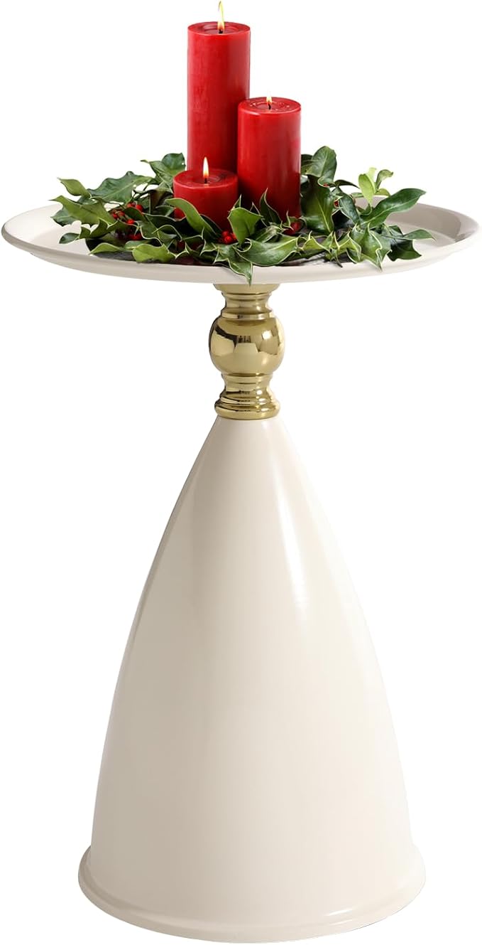 Small Round Side Table for Small Spaces, Unique Accent Sofa Drink Table Metal by Ironalita