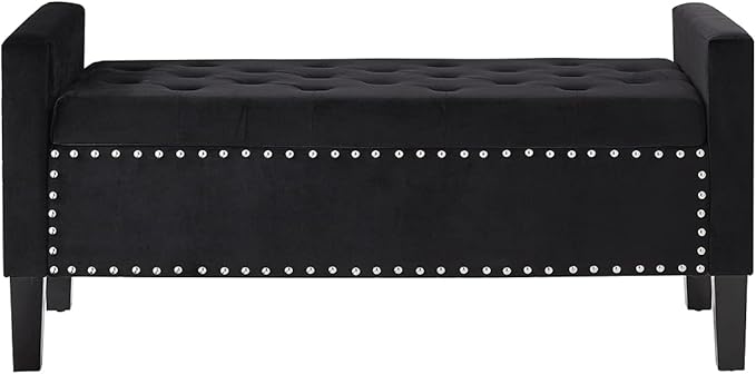 24KF Velvet Modern Upholstered Tufted Button Storage Bench - Image 5