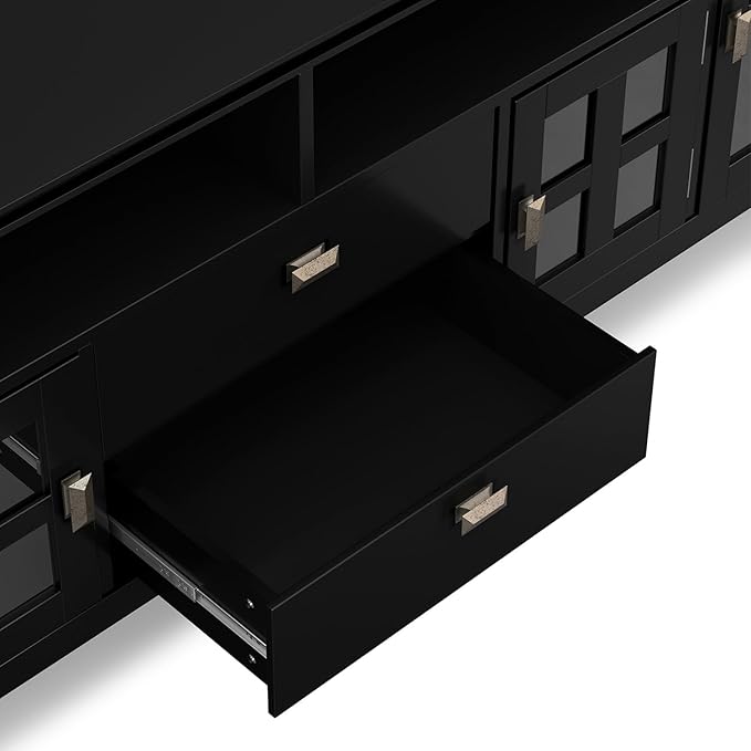 SIMPLIHOME Artisan SOLID WOOD 72 Inch Wide Transitional TV Media Stand in Black - Image 7