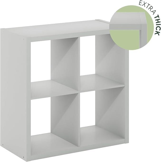 Furinno Cubicle Open Back Decorative Cube Storage Organizer, Light Grey - Image 5
