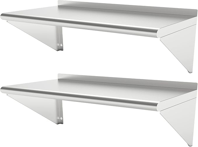 12''x48'' - 2packs Wall Mounted Stainless Steel Shelf NSF Commercial Metal Wall by STEELBUS