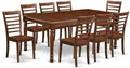 East West Furniture DOML9-MAH-W 9 Piece Dining Set Includes a Rectangle Dining by EastWestFurniture
