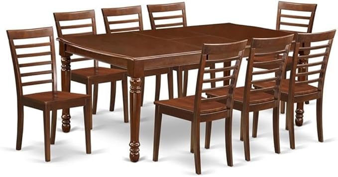 East West Furniture DOML9-MAH-W 9 Piece Dining Set Includes a Rectangle Dining by EastWestFurniture