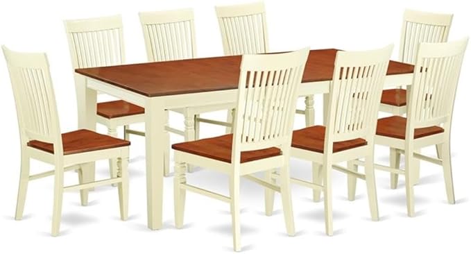 East West Furniture QUWE9-BMK-W 9 Piece Dining Room Furniture Set Includes a by EastWestFurniture