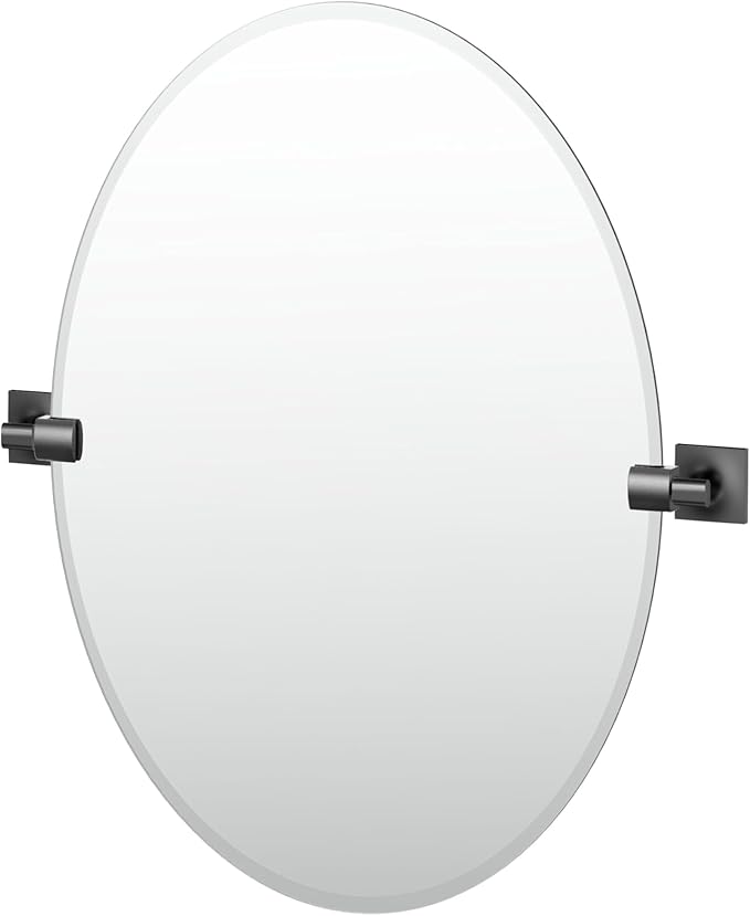 Gatco 5589MX Waterline Frameless Oval Mirror, 26.5 Inch, Matte Black by Gatco