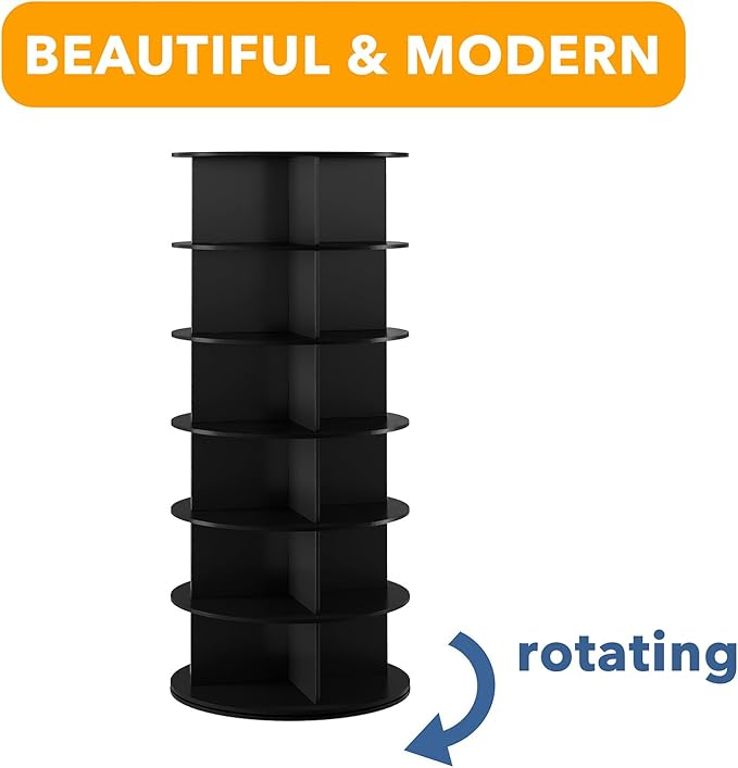 SpaceAid Black 6-Tier Spinning Rotating Shoe Rack Organizer, Shoe Display Tower - Image 7