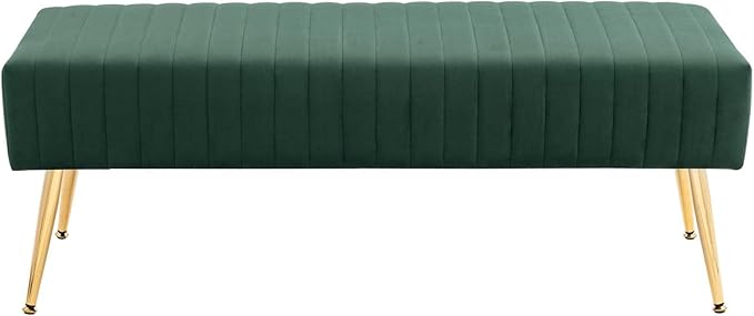 Furniliving 44 Inch Entryway Benches, Upholstered Tufted Striped Fabric Ottoman by FurnilivingFurnitureforHome