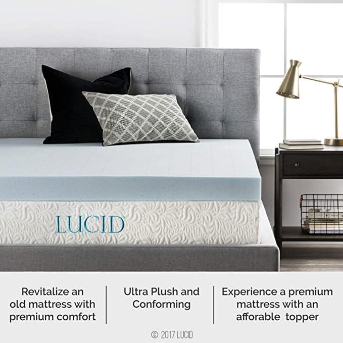 LUCID 4 Inch Gel Memory Foam Topper and LUCID Zippered Enclosure Mattress - Image 2