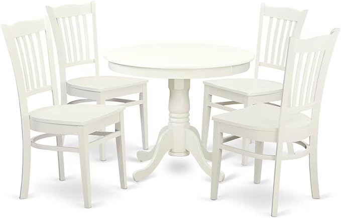 East West Furniture ANGR5-LWH-W 5 Piece Dining Table Set by EastWestFurniture