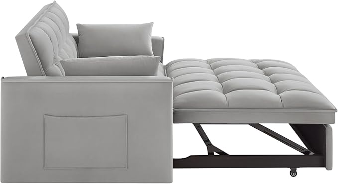 KEIKI Velvet Loveseat Convertible Sofa Bed Sleeper Chair - Image 7