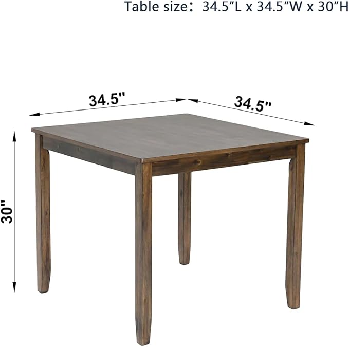 Dining Table for 4, Wooden Square Kitchen Table - Image 2