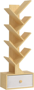 8 Tier Tree Bookshelf with Drawer, Free Standing Wood Bookcase by SHEEPAM