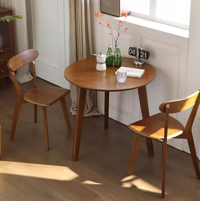 24" Round 3 Legs Casual Dining Table, Walnut Brown Rubberwood Coffee Table End - Image 4