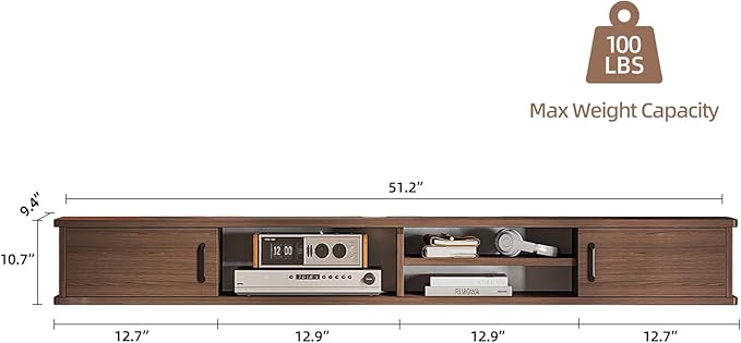 Floating TV Stand, Floating TV Shelf, Wall TV Cabinet, Floating Entertainment - Image 4