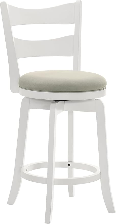 Armen Living Blair 26 in. Matte White Counter Height Rubberwood Swivel Barstool - Image 2