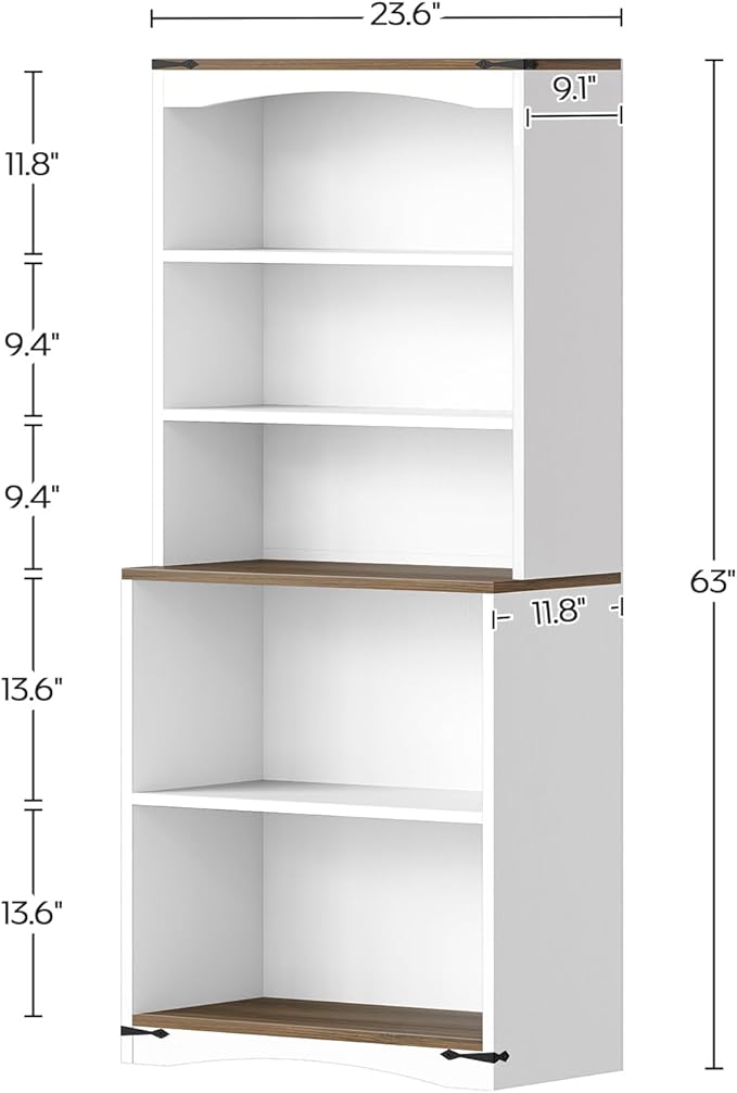Tall Bookcase and Bookshelf, 6-Tier Bookcase - Image 9