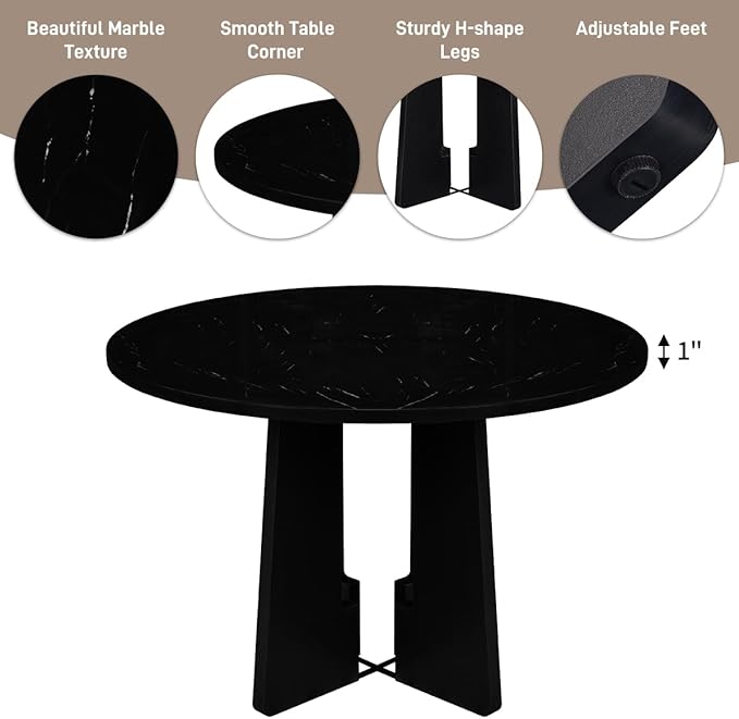 Ball & Cast Dining Table Set for 4 W/ 4 Upholstered Chairs, 5 Piece Dining - Image 8