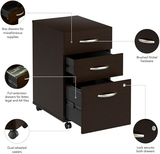 Bush Business Furniture Arrive 3 Drawer Mobile File Cabinet - Image 6