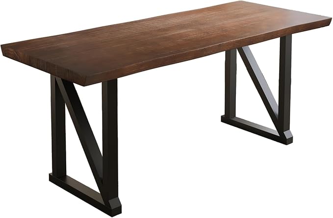 Solid Wood and Metal Modern Industrial 56 inch Wide Home Office Desk, Writing - Image 9