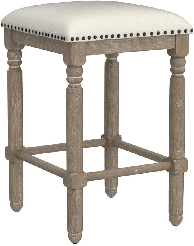 Roundhill Furniture Arnhem Wood Upholstered Swivel Counter Height Stools - Image 5