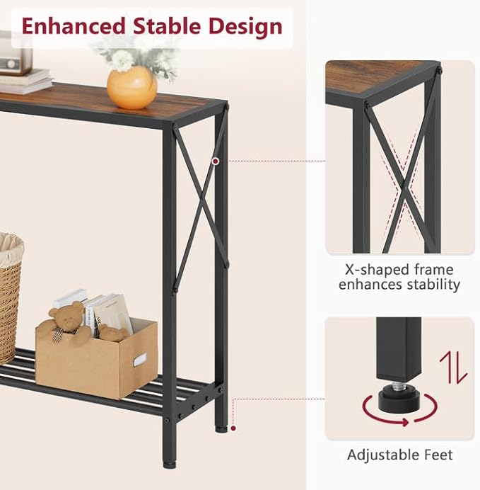 Tajsoon 2 Pack Console Table, 2 Tier Small Hallway Table, Narrow Sofa Table - Image 7