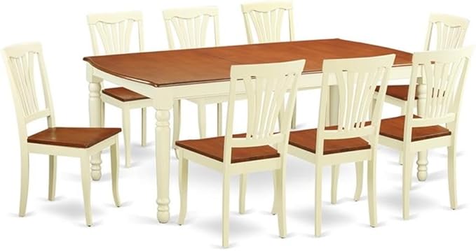 East West Furniture DOAV9-WHI-W 9 Piece Dining Table Set Includes a Rectangle by EastWestFurniture