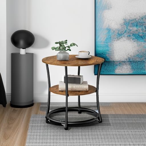 VASAGLE Side Table, 2-Tier Round End Table, Nightstand - Image 6