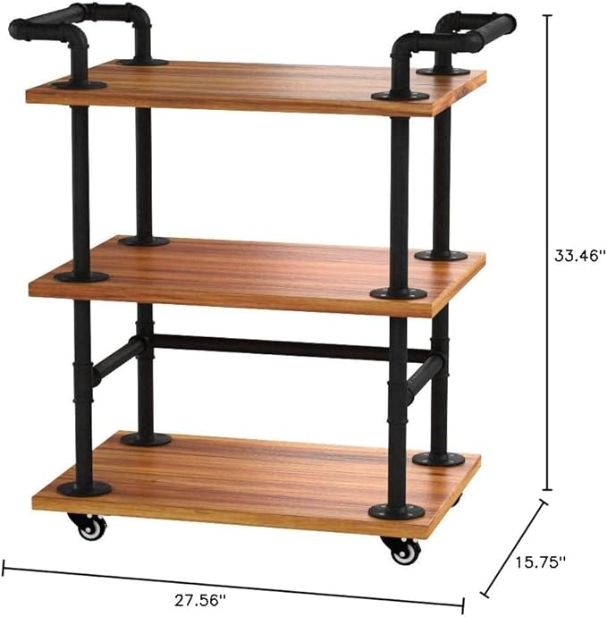 Industrial Pipe Bar Carts/Serving Carts/Kitchen Carts/Wine Rack Carts on Wheels - Image 9