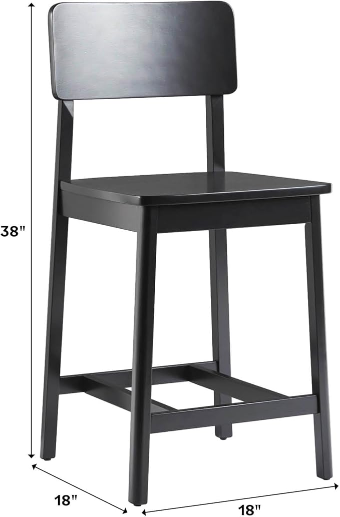 Walker Edison 2-Piece Minimalist Solid Wood Counter Stool - Image 12